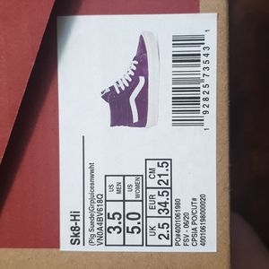 New Vans Sk8-Hi VN0A4BV618Q men sz 3.5 pig suede White Skate Canvas women sz 5